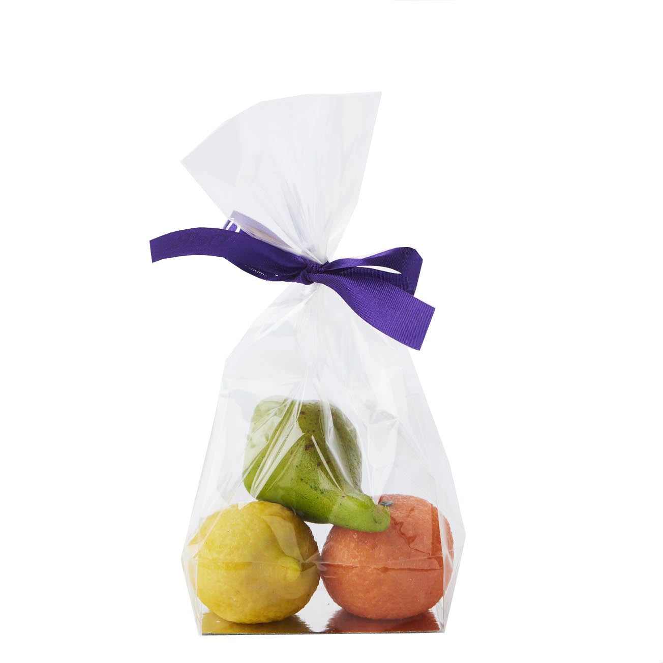 DelRey dessert Zakje met 4 stuks marsepein fruit / Sac à dessert DelRey avec 4 morceaux de fruits en pâte d'amande