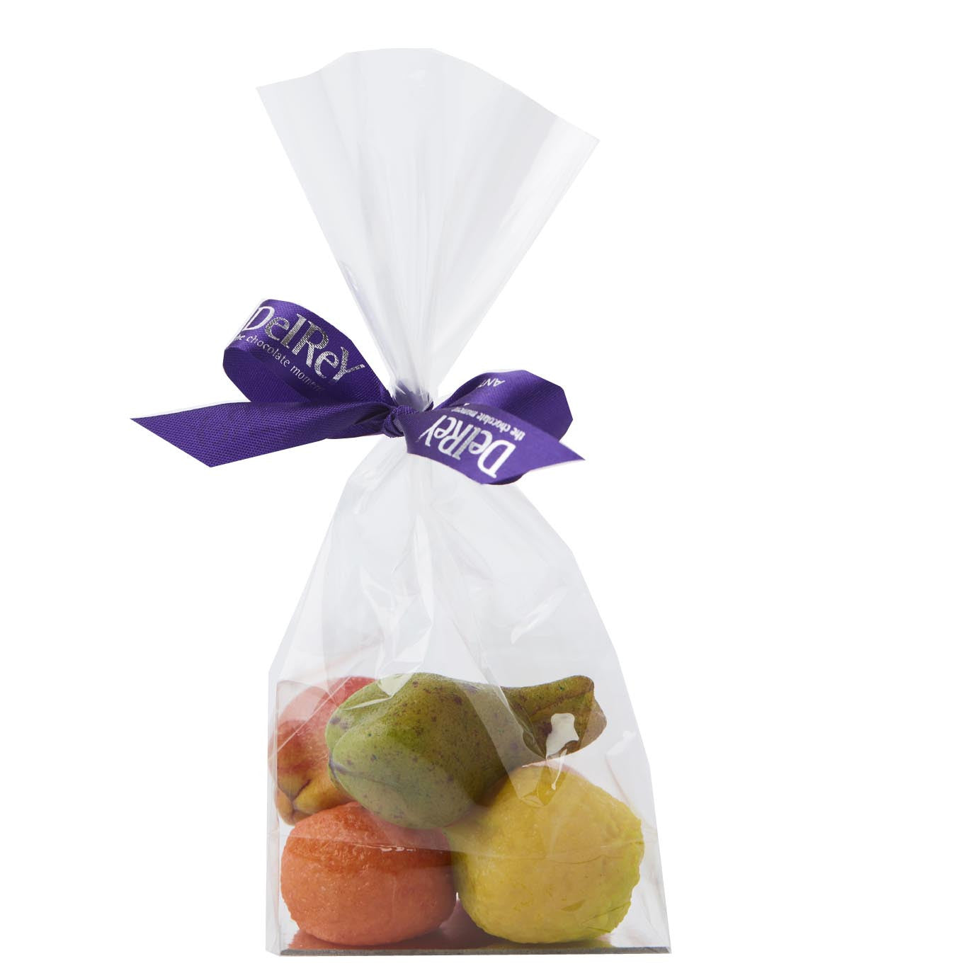 DelRey dessert Zakje met 4 stuks marsepein fruit / Sac à dessert DelRey avec 4 morceaux de fruits en pâte d'amande