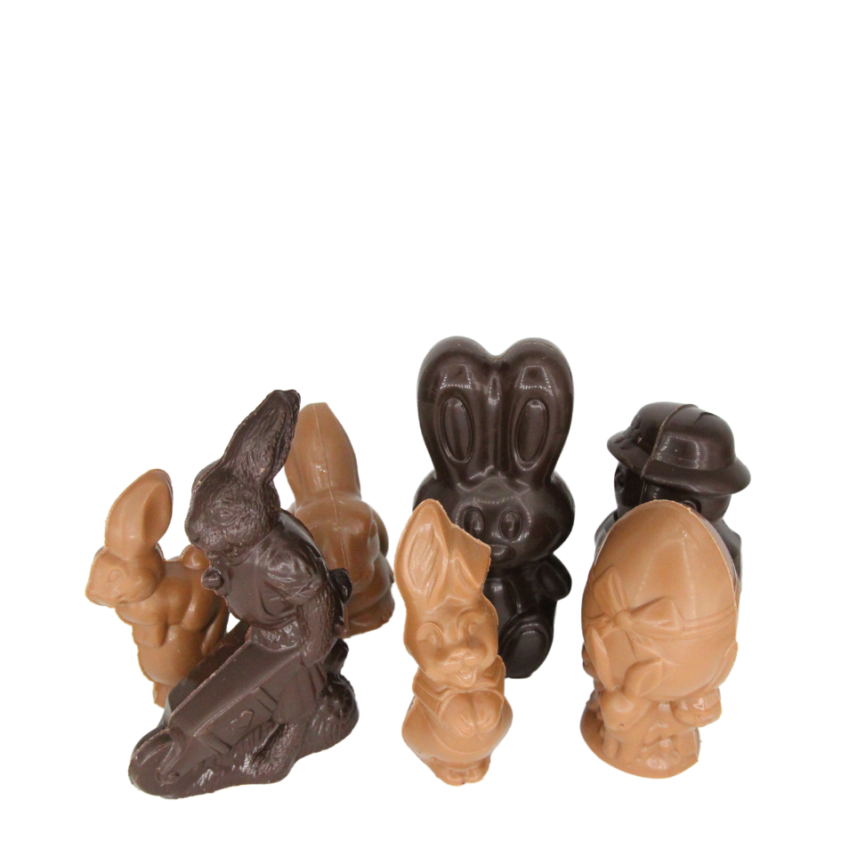 DelRey chocoladefiguur pasen in mellk-of fondantchocolade / DelRey chocolate figure easter in mellk or dark chocolate