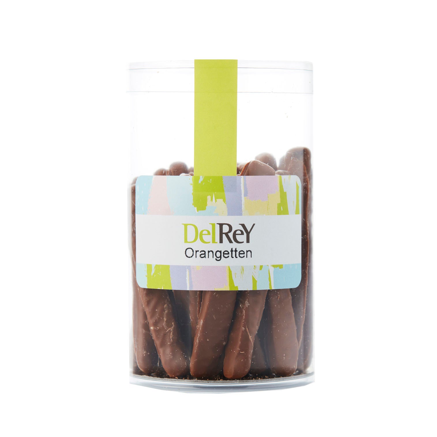 DelRey stokjes van gekonfijte sinaasappelschil omgeven door melk of fondantchocolade / DelRey sticks of candied orange peel surrounded by milk or dark chocolate